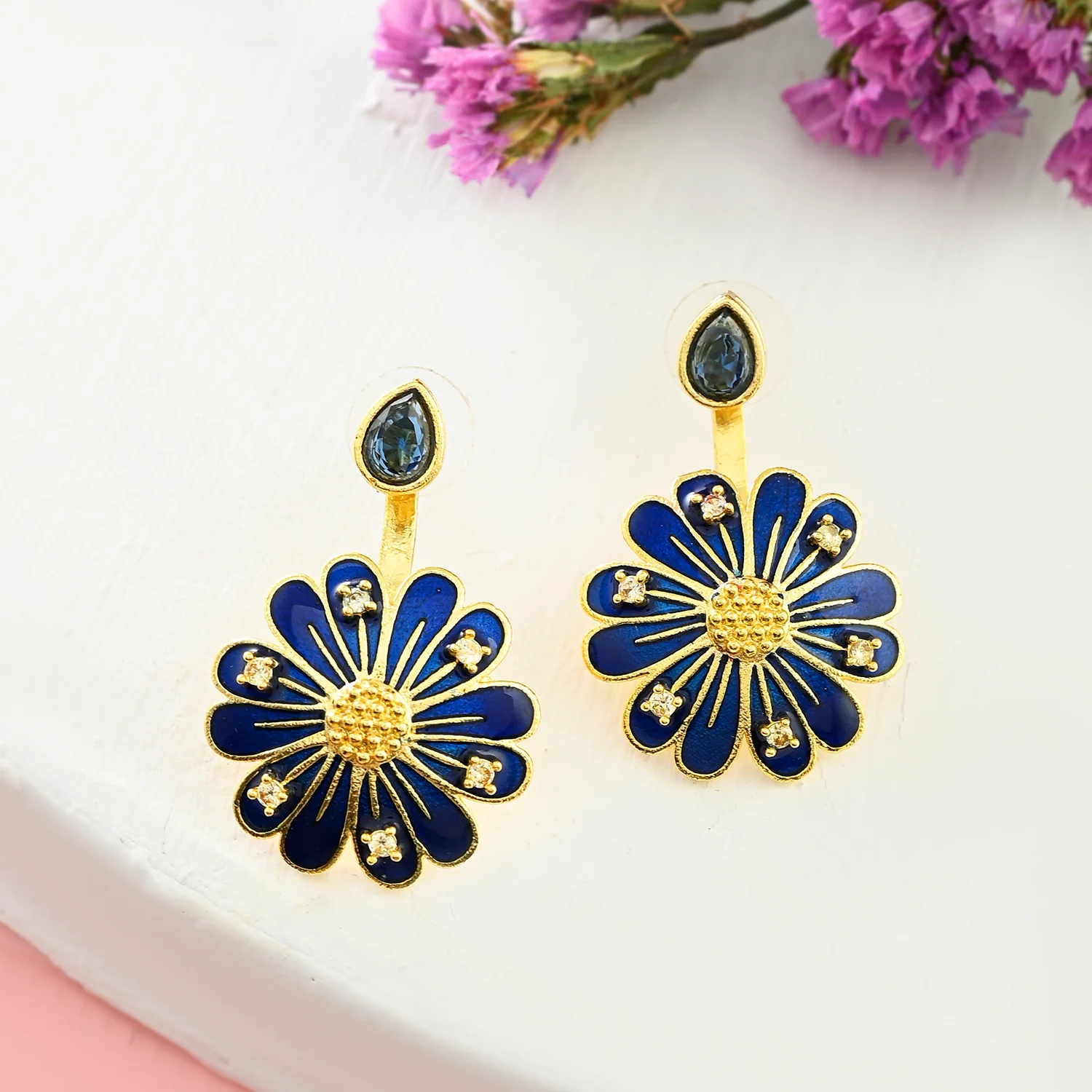 Flower Fantasy Sapphire Blue Daisy Ear Jackets