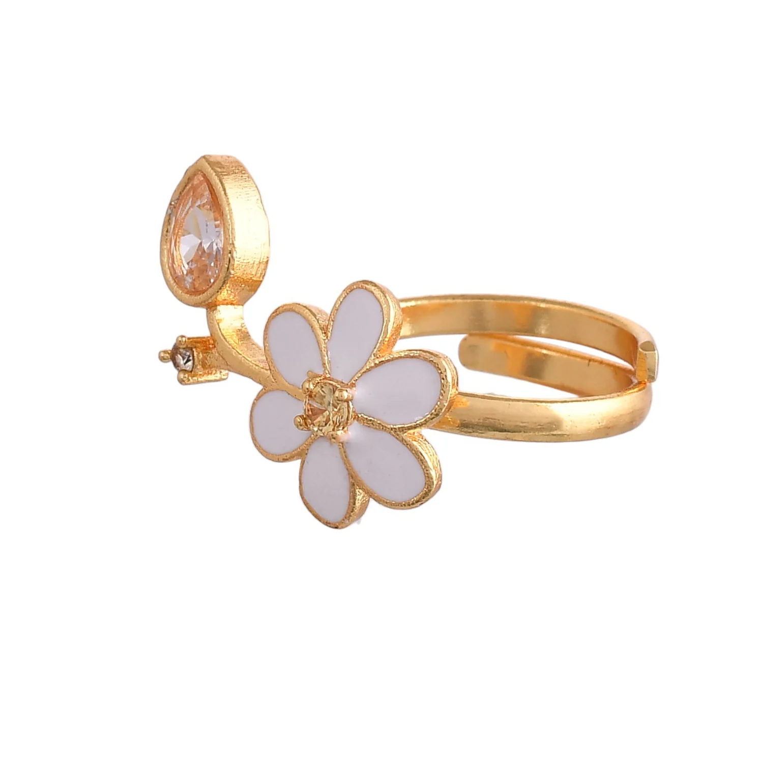 Flower Fantasy Leafy White Ring - Image 3