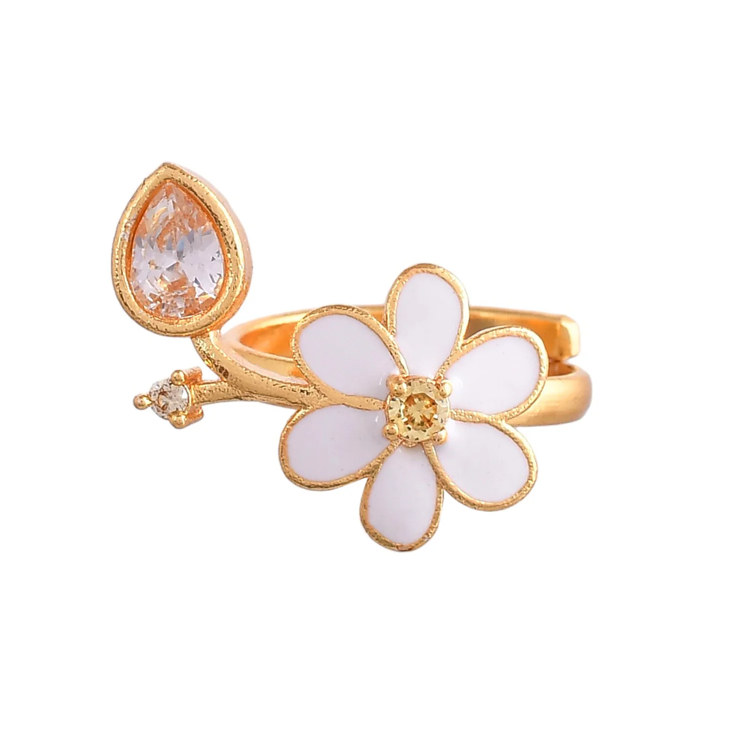 Flower Fantasy Leafy White Ring - Image 4