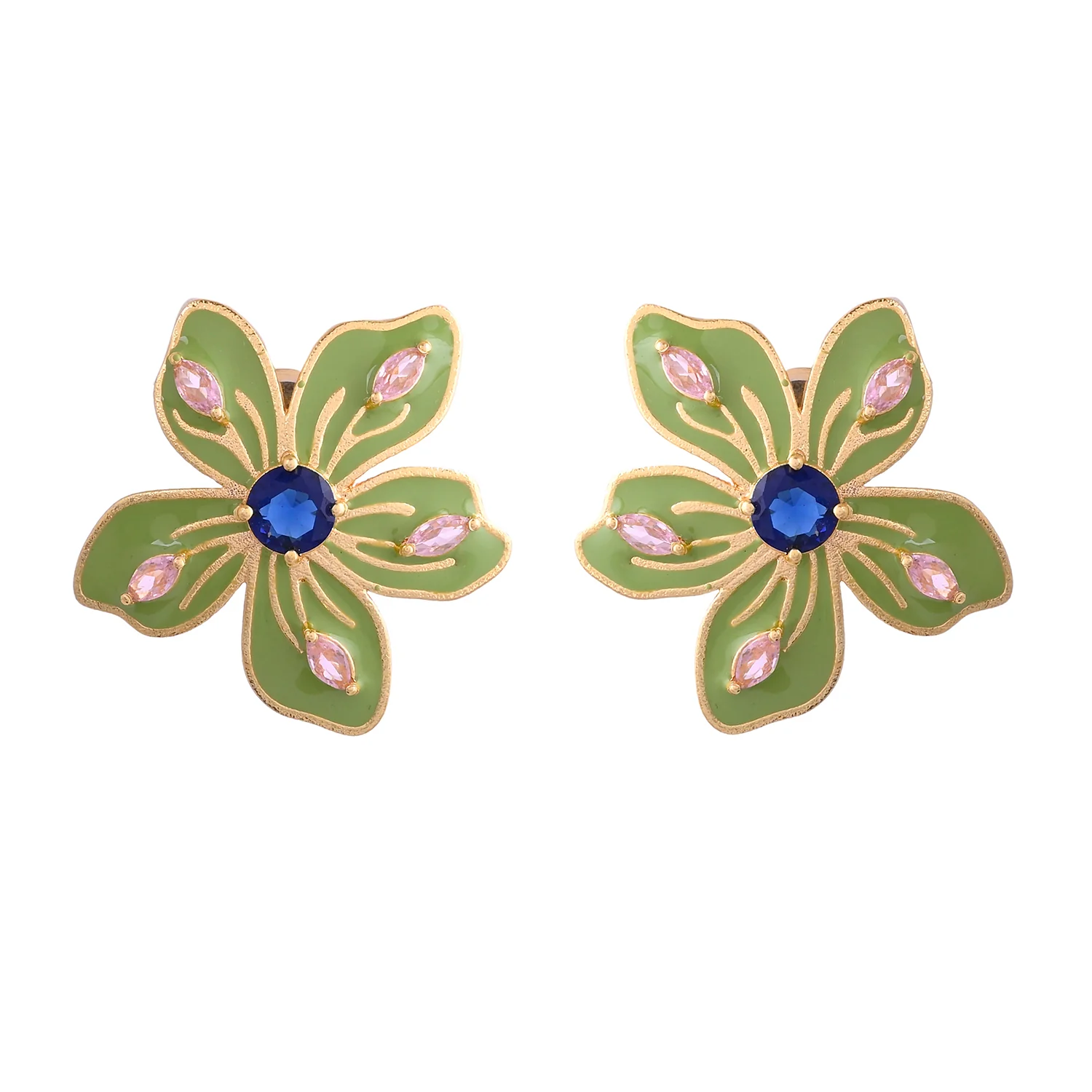 Flower Fantasy Sage Green Spring Blossom Earrings - Image 5