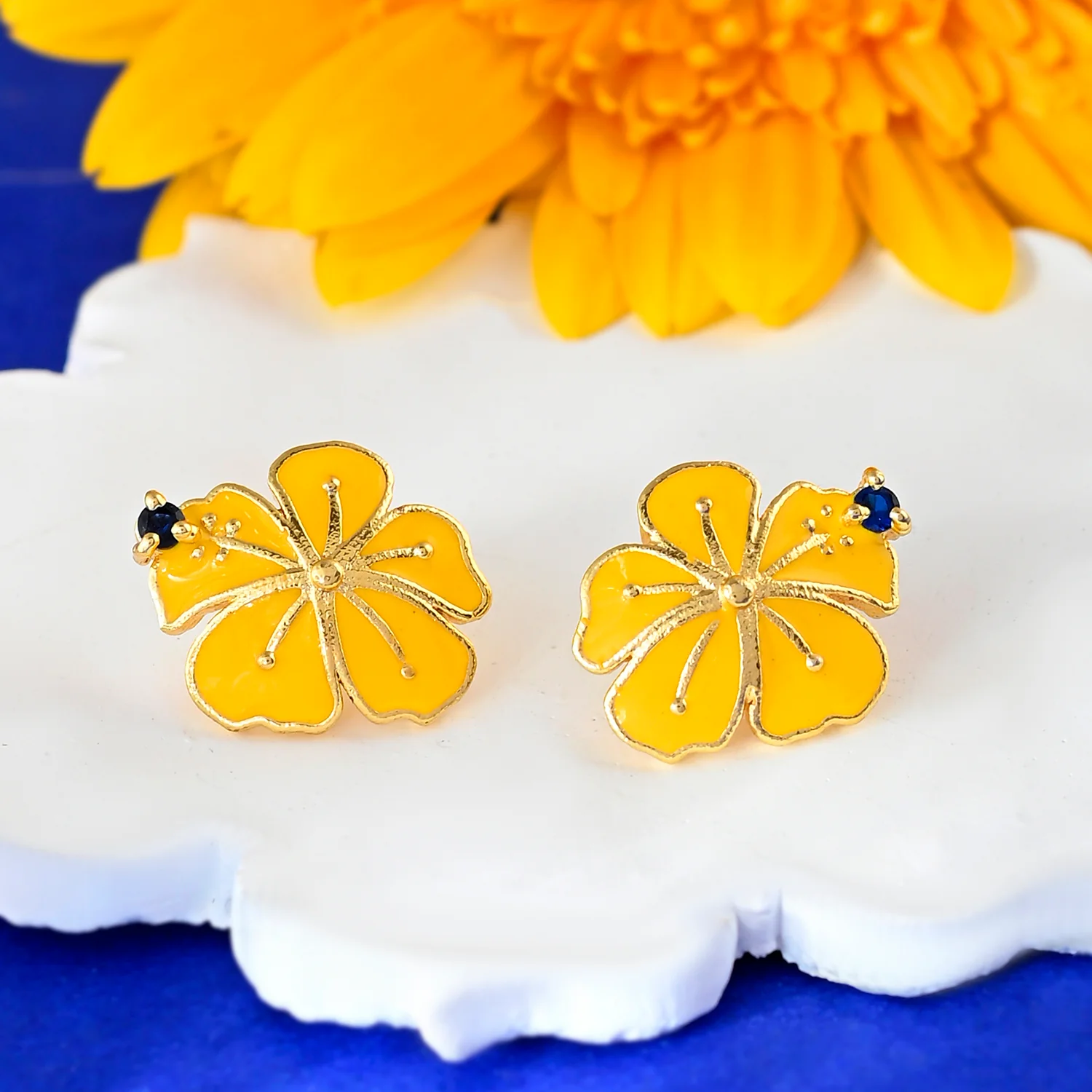 Flower Fantasy Bright Yellow Ear Studs