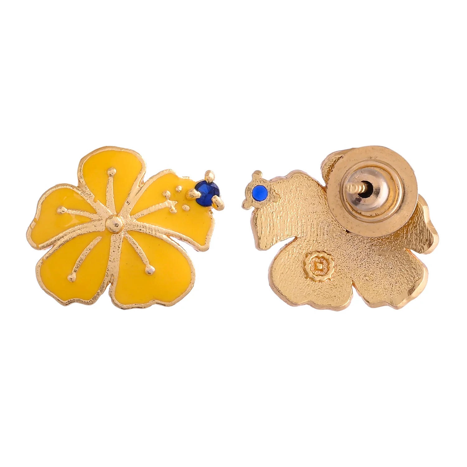 Flower Fantasy Bright Yellow Ear Studs - Image 3