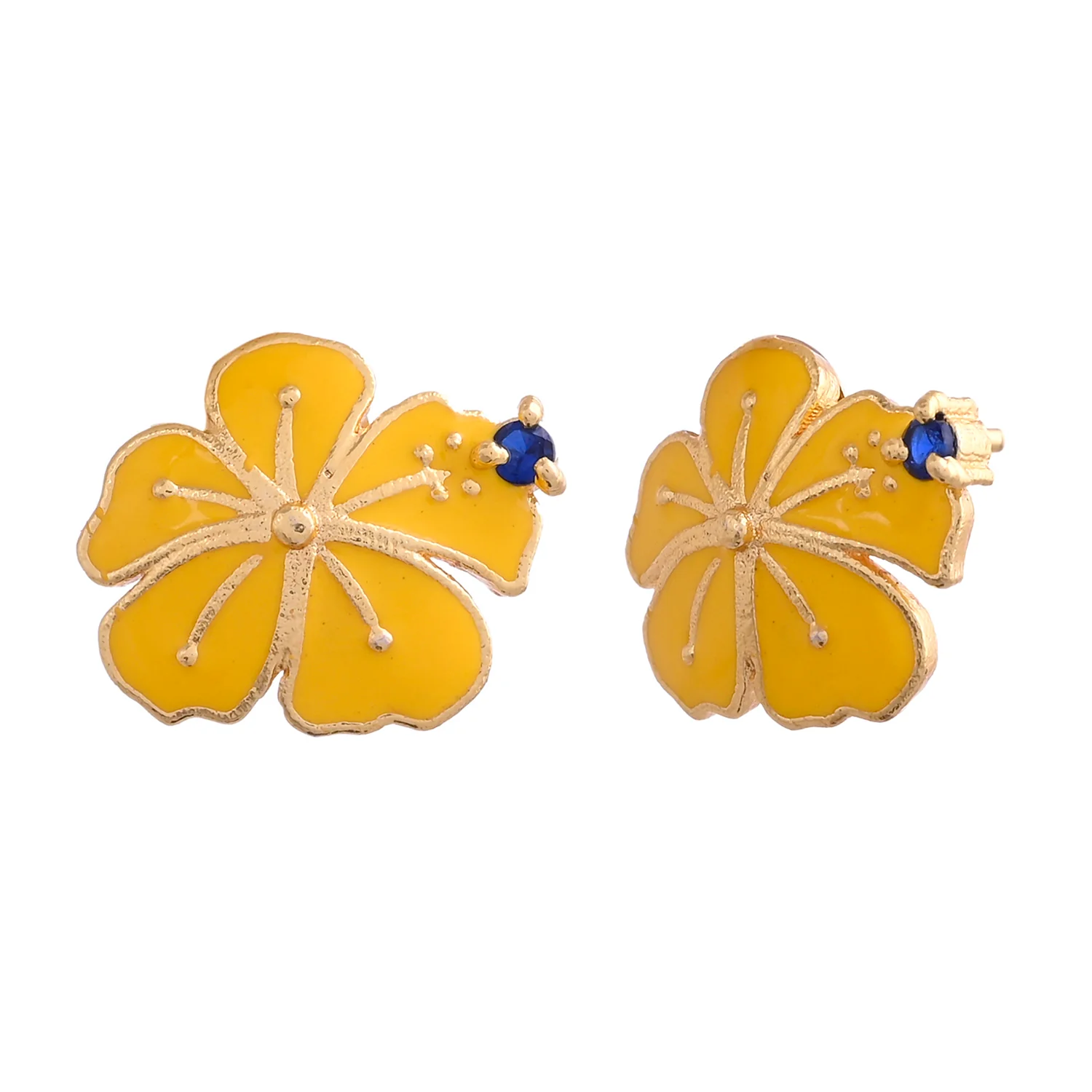 Flower Fantasy Bright Yellow Ear Studs - Image 4