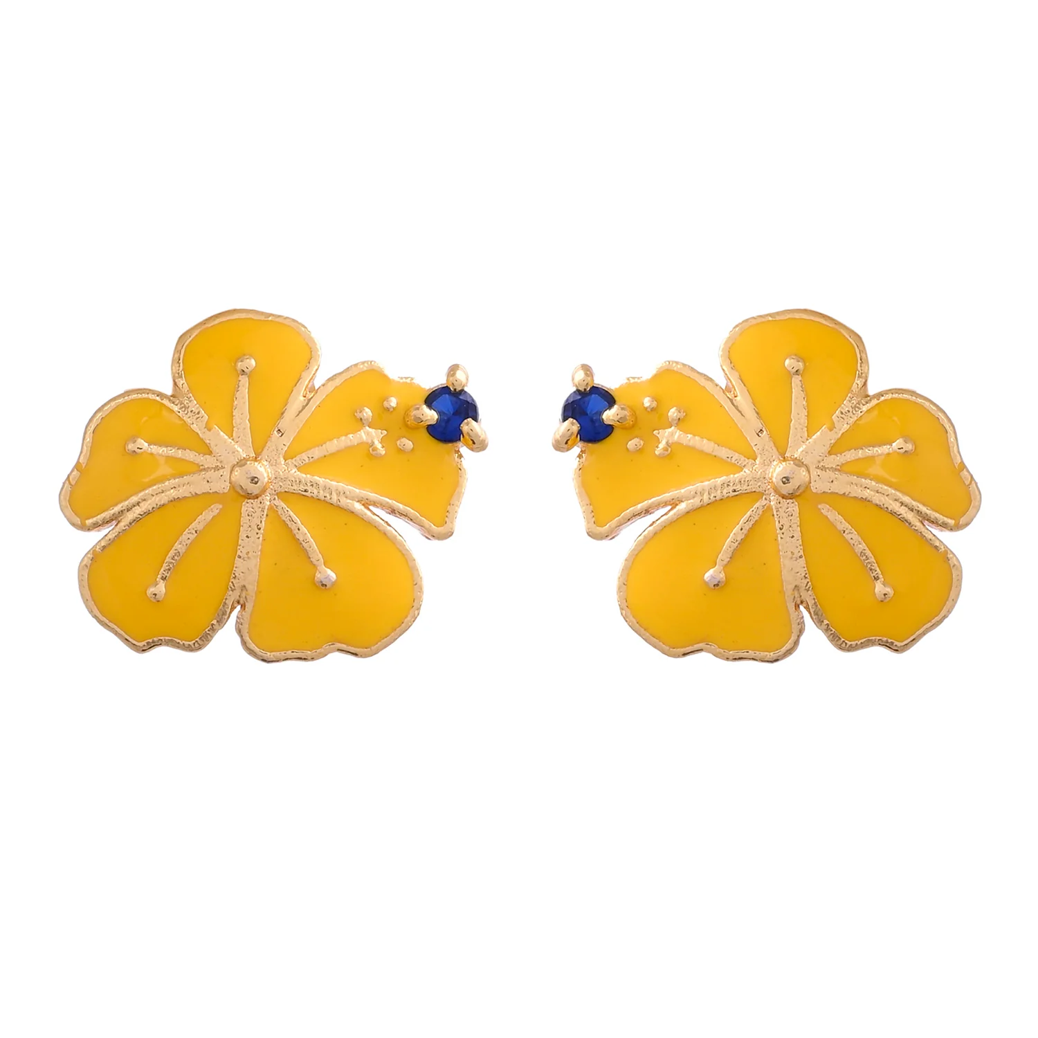 Flower Fantasy Bright Yellow Ear Studs - Image 5