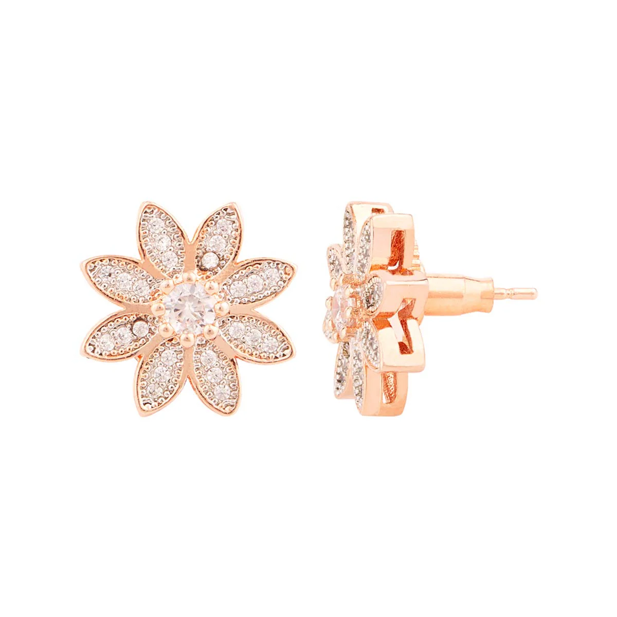 Flower Motif Brass Earrings - Image 4