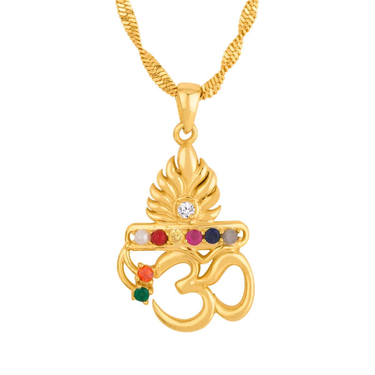 Flute & OM Navratan Pendant - Image 4