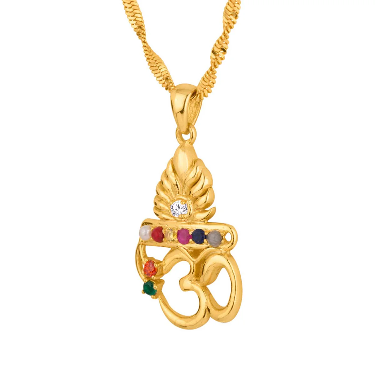 Flute & OM Navratan Pendant - Image 5