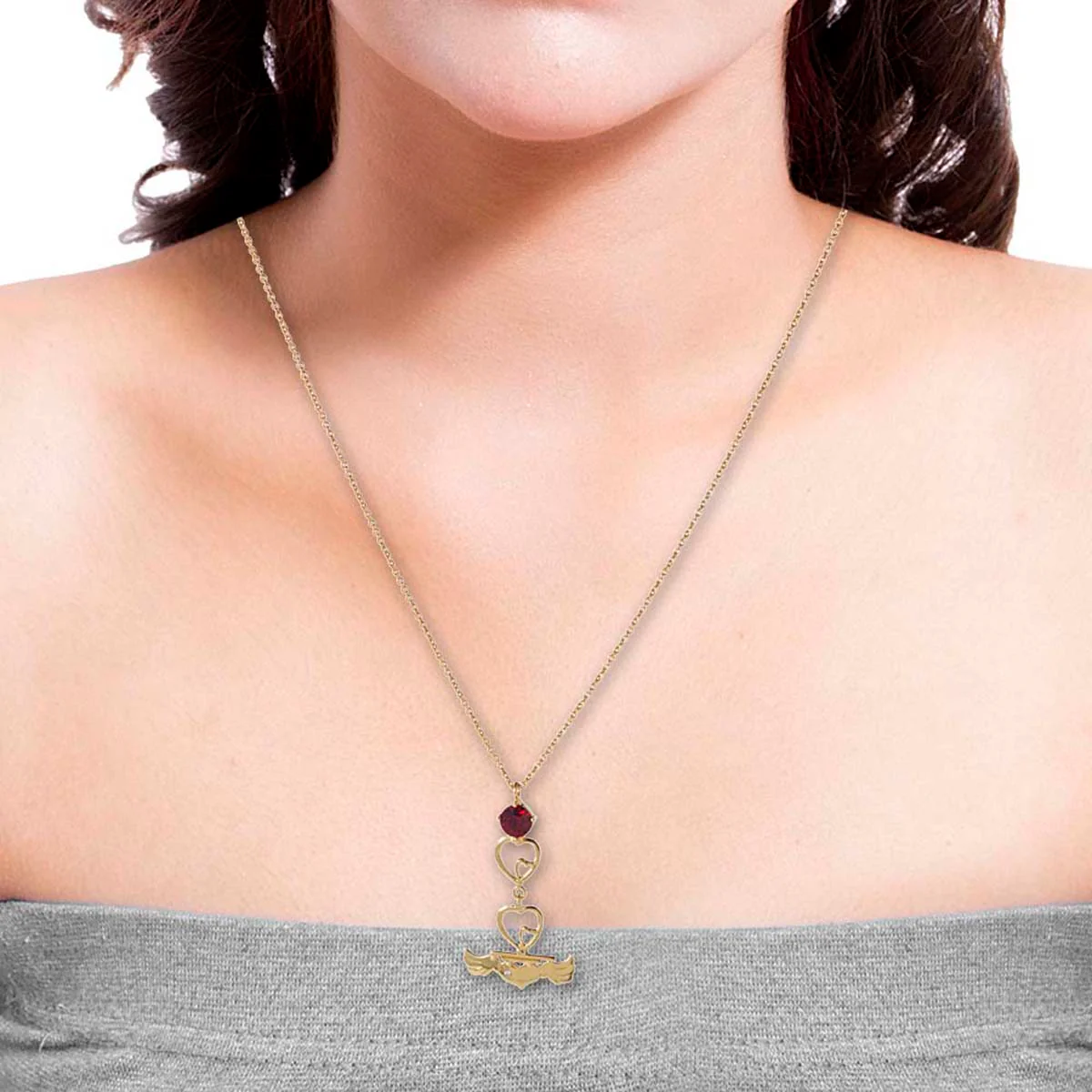 Flying Heart Pendant With Chain Made With Swarovski Zirconia - Image 3