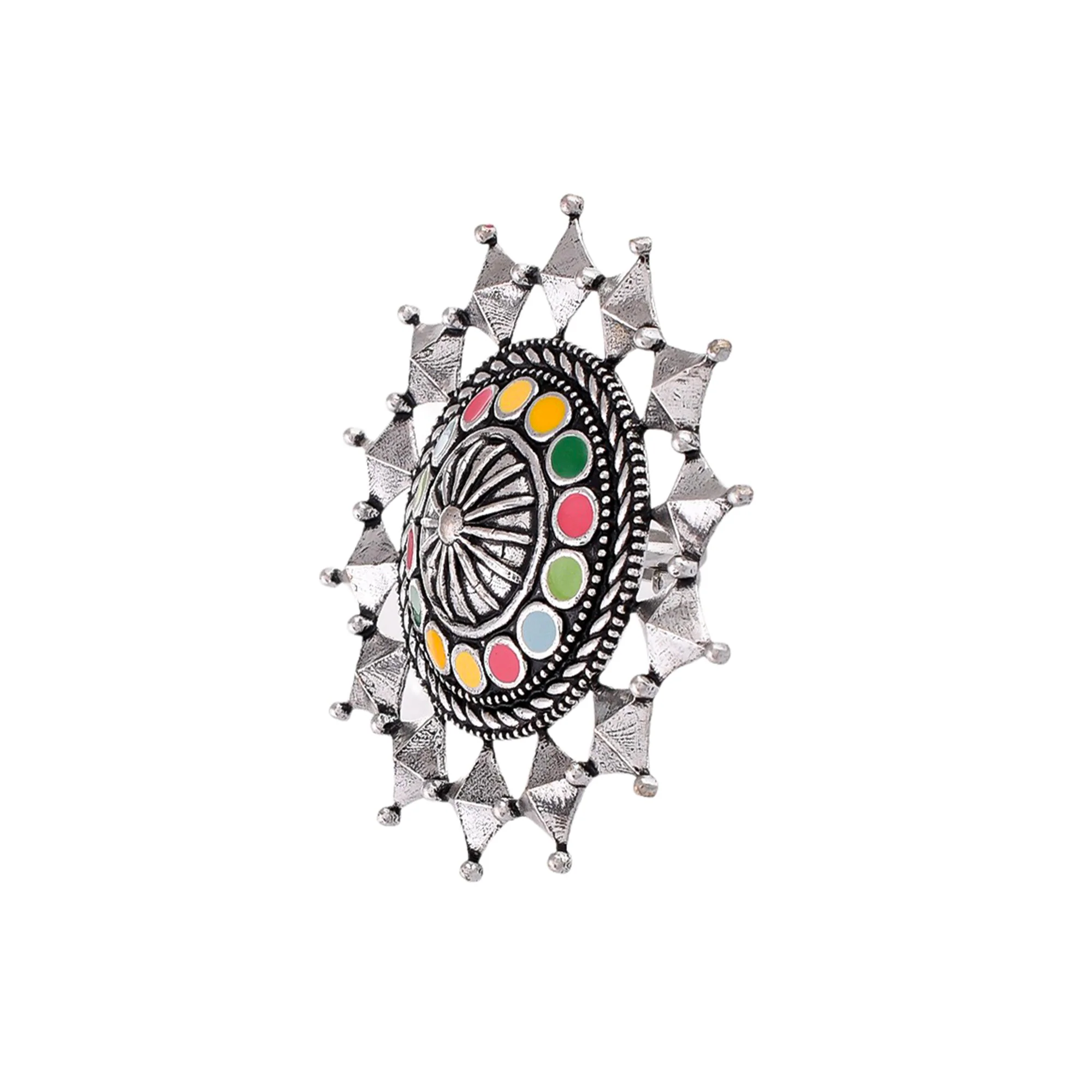 Folklore Collection Colourful Enamel Mandala Ring - Image 4