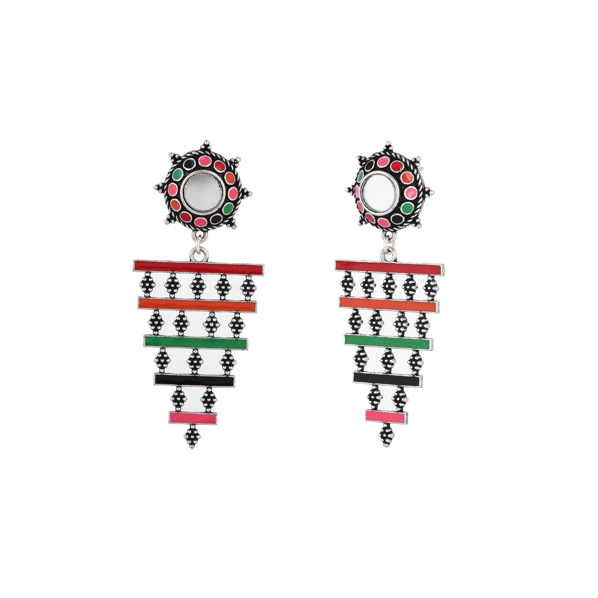 Folklore Enamelled Layered Drop Earrings - Image 4