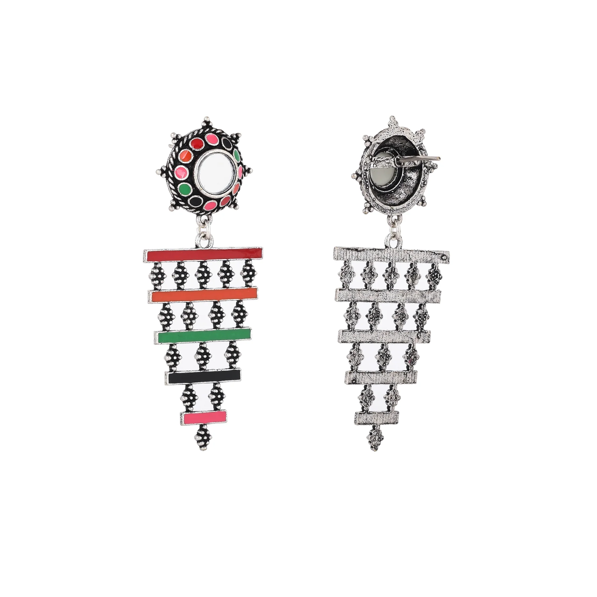 Folklore Enamelled Layered Drop Earrings - Image 5