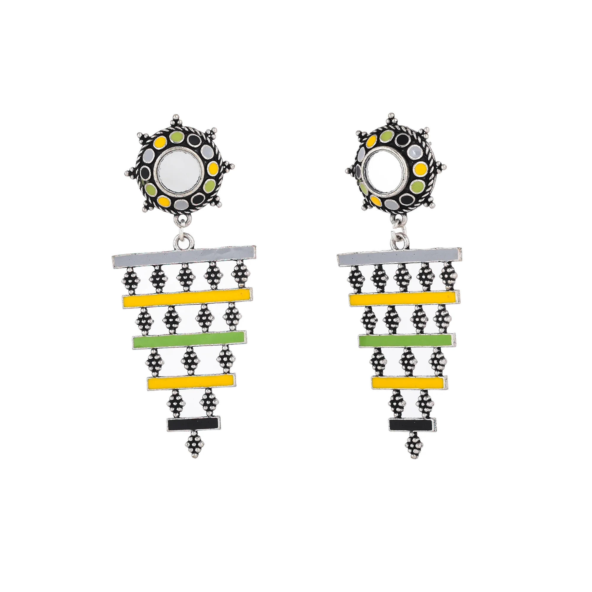 Folklore Layered Mandala Pattern Earrings - Image 4
