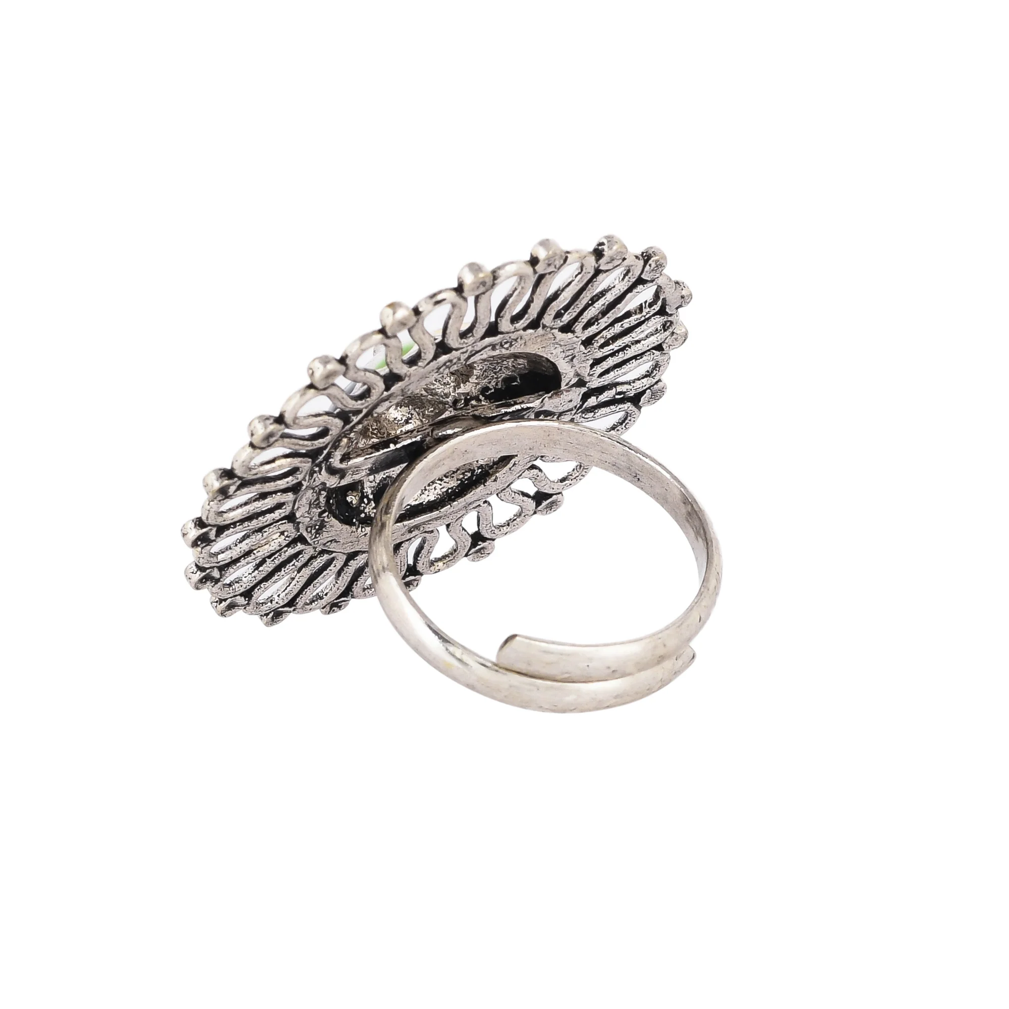 Folklore Round Enamelled Cocktail Ring - Image 5