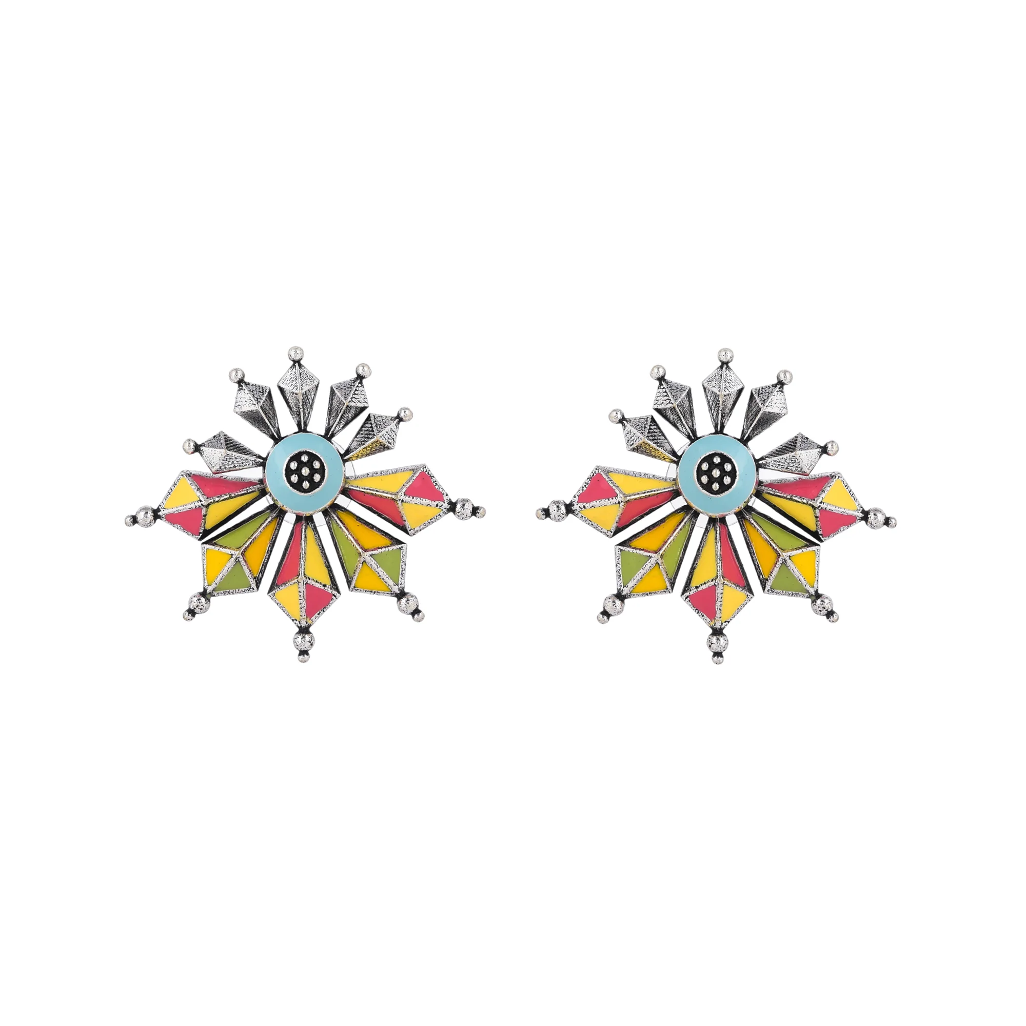 Folklore Spokes Enamelled Stud Earrings - Image 3