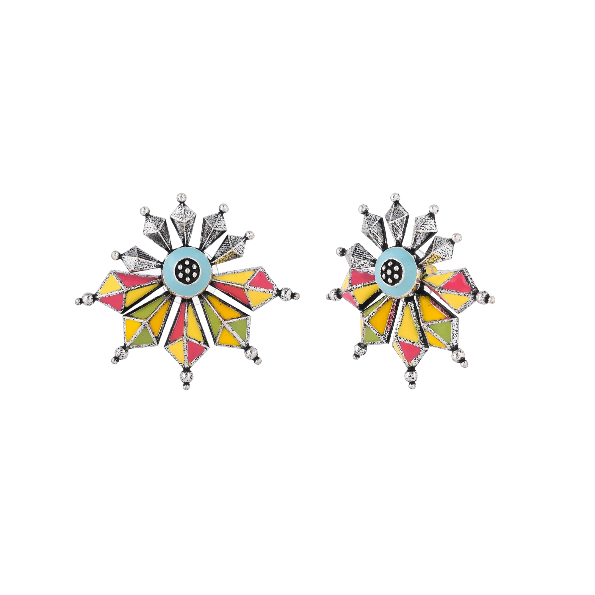 Folklore Spokes Enamelled Stud Earrings - Image 4