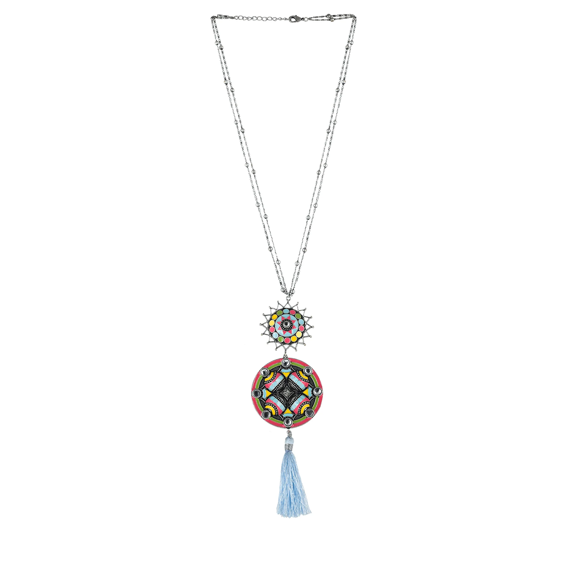 Folklore Tassel Drop Enamelled Necklace - Image 3