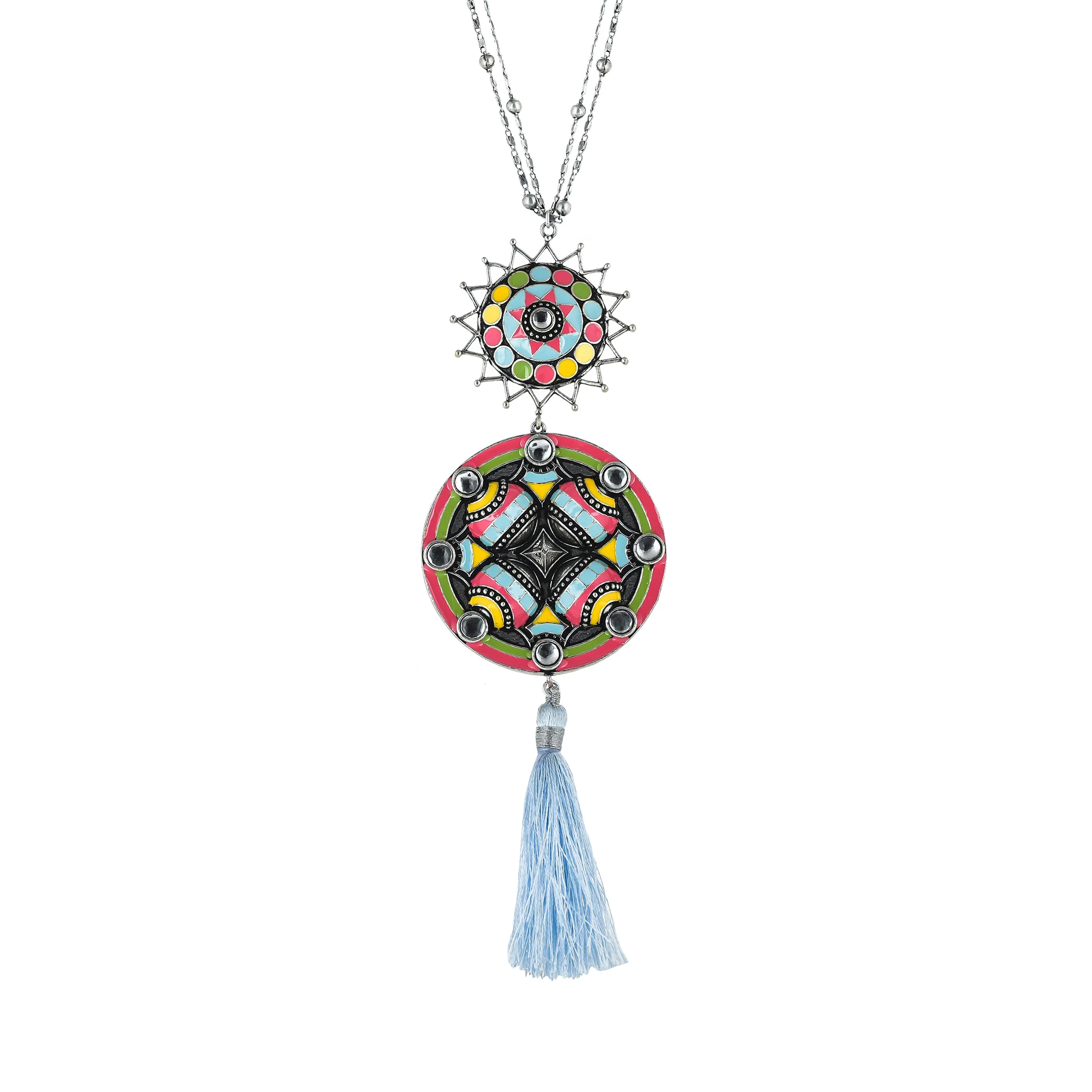 Folklore Tassel Drop Enamelled Necklace - Image 4