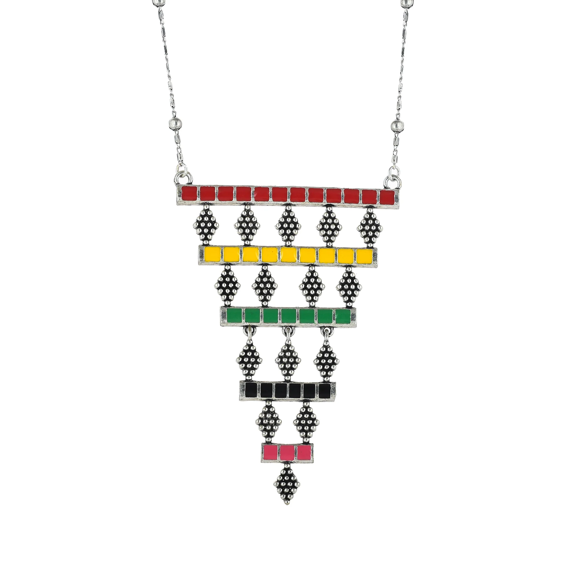 Folklore Waterfall Enamelled Beaded Necklace - Image 4