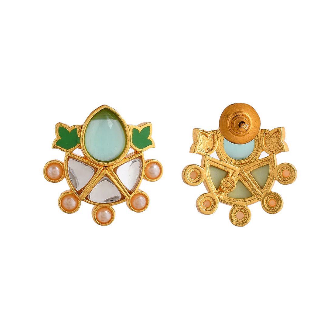 Forever More Enamelled Green Stone and Pearls Earrings - Image 5