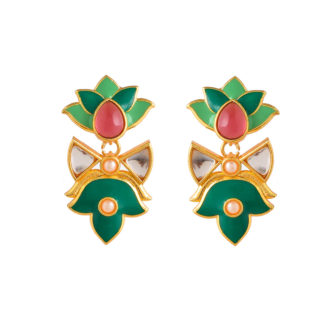Forever More Enamelled Pink Stone Earrings - Image 3