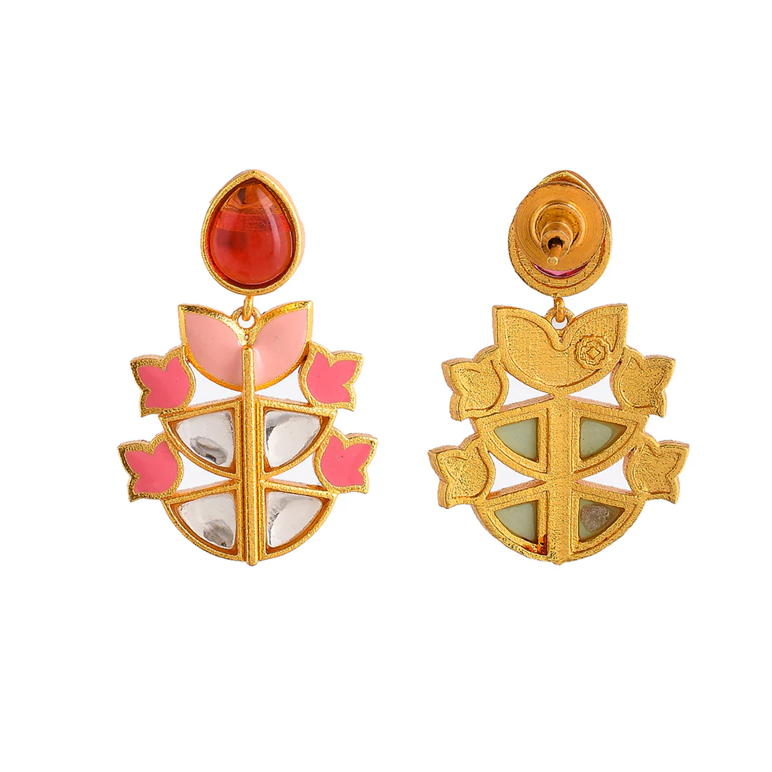 Forever More Enamelled Pink Stones Earrings - Image 5