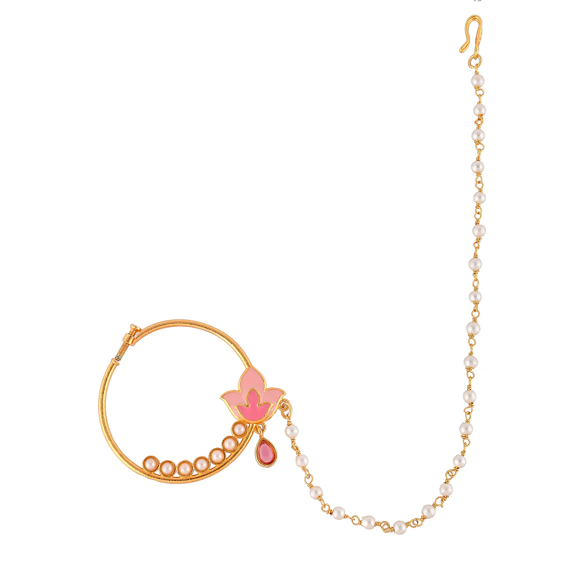 Forever More Enamelled Tulip Motif Non-Piercing Nose Ring - Image 2