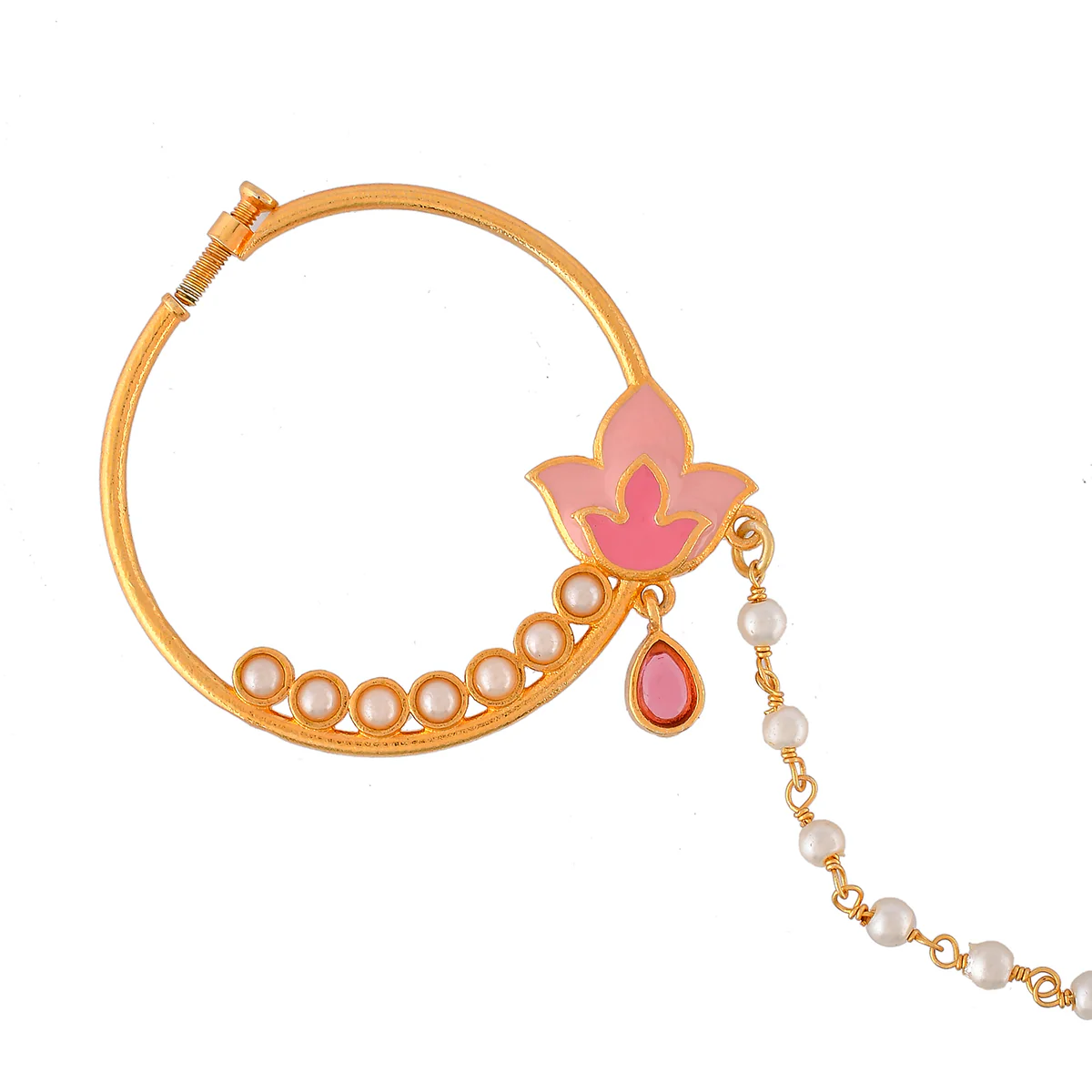 Forever More Enamelled Tulip Motif Non-Piercing Nose Ring - Image 3