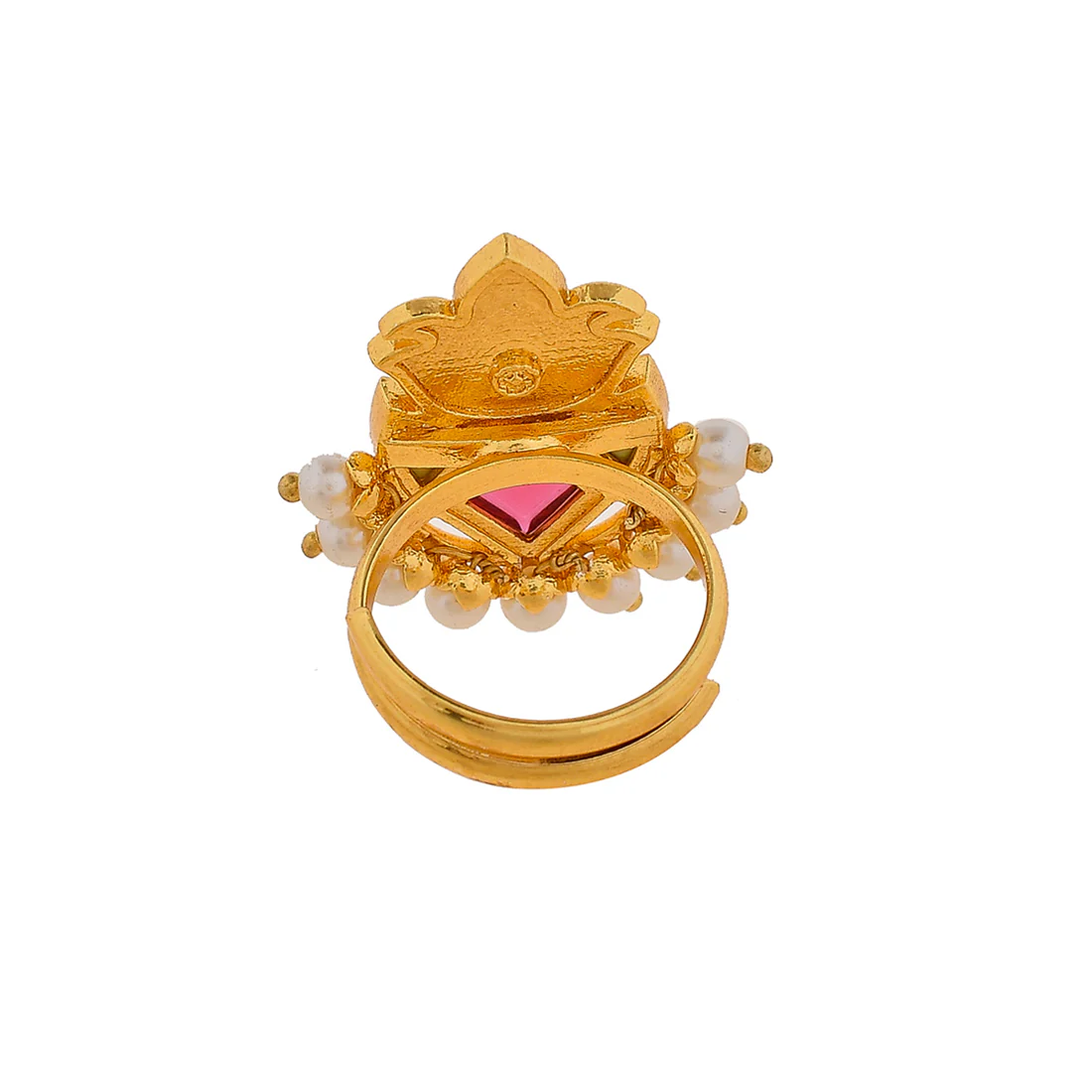 Forever More Enamelled Tulip Motif White Pearls Ring - Image 5