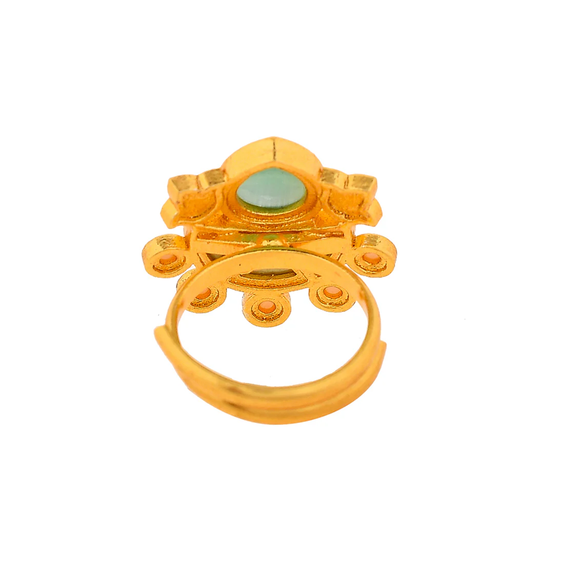 Forever More Green Enamel White Pearls Floral Ring - Image 5