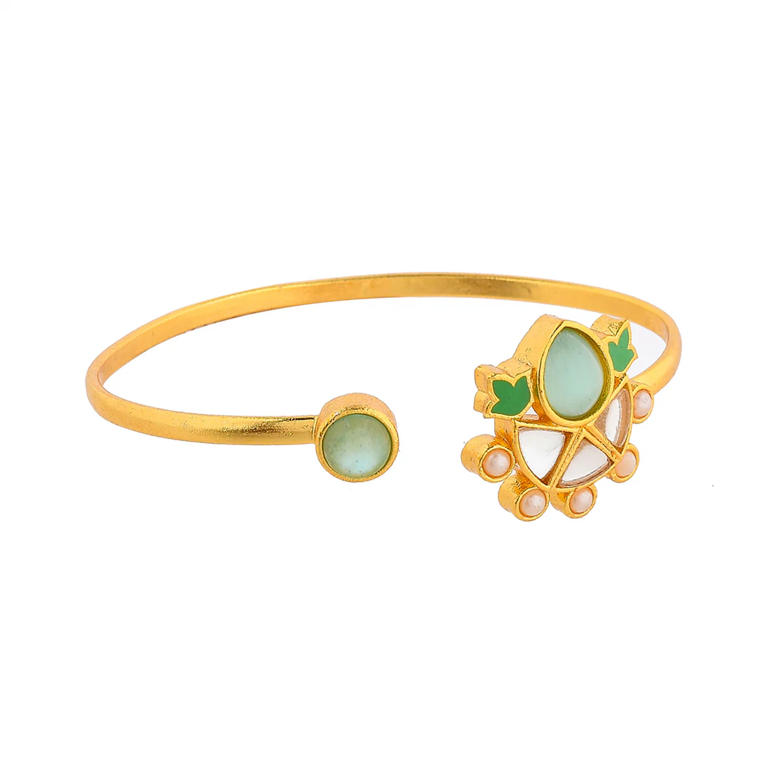 Forever More Green Enamelled Floral Pearls and Green Stones Bracelet - Image 4