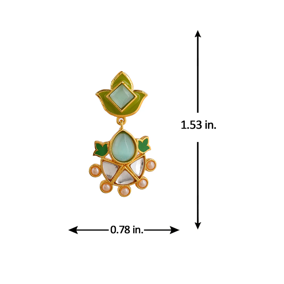 Forever More Green Enamelled Floral Pearls and Green Stones Earrings - Image 6
