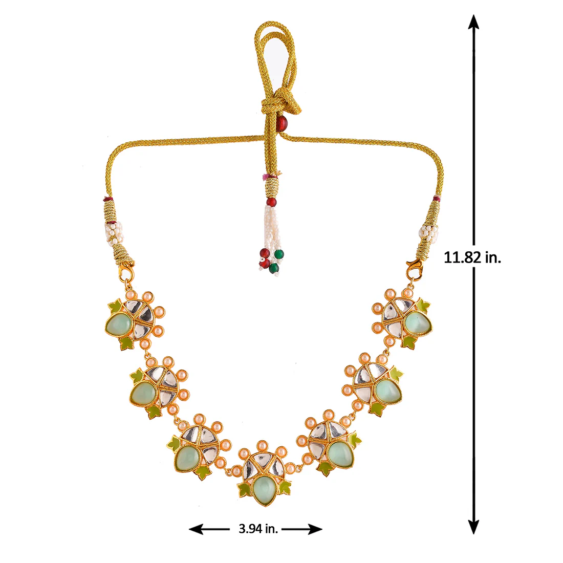Forever More Green Enamelled Floral Pearls and Green Stones Jewellery Set - Image 6