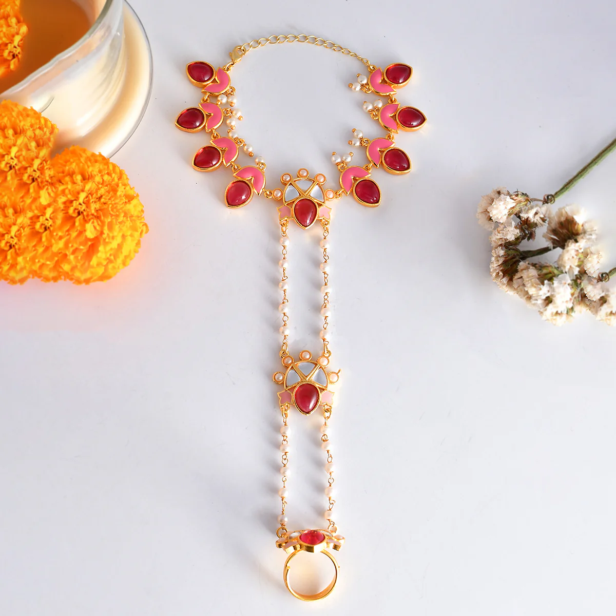 Forever More Pink Beaded Lotus Hath Phool