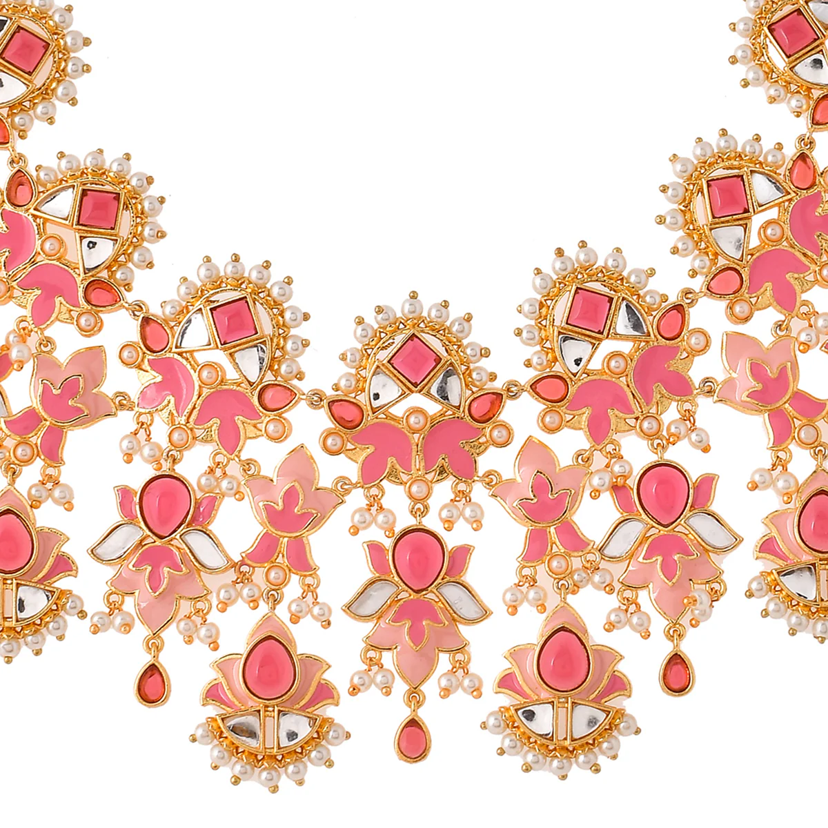 Forever More Pink Bridal Lotus Necklace Set - Image 4
