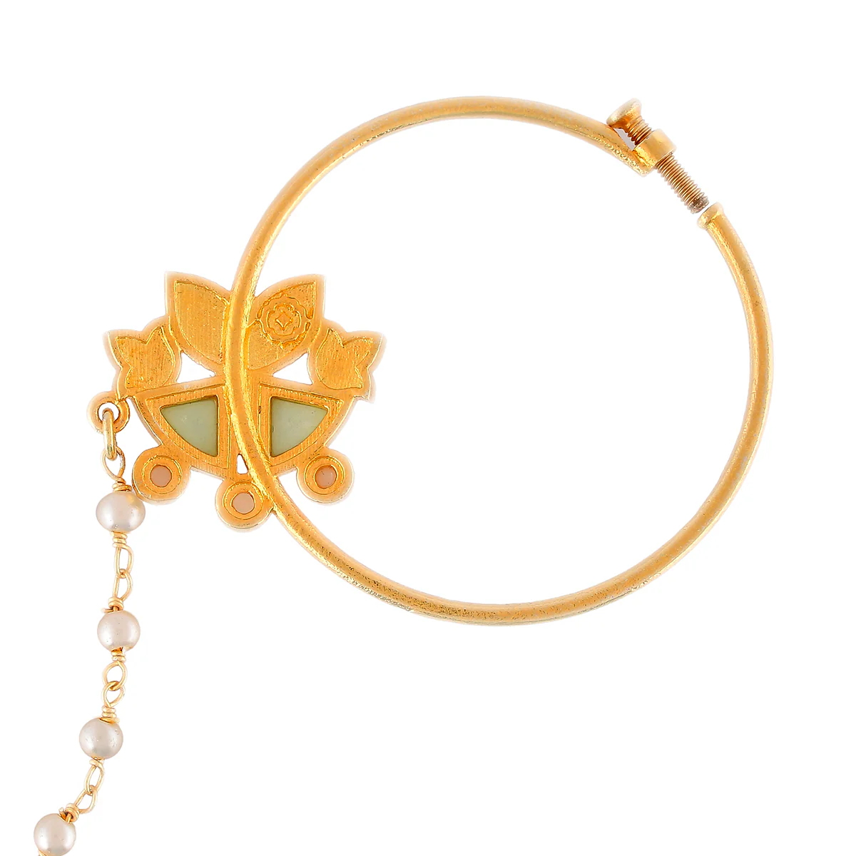 Forever More Pink Enamel Floral Motif Non-Piercing Nose Ring - Image 5