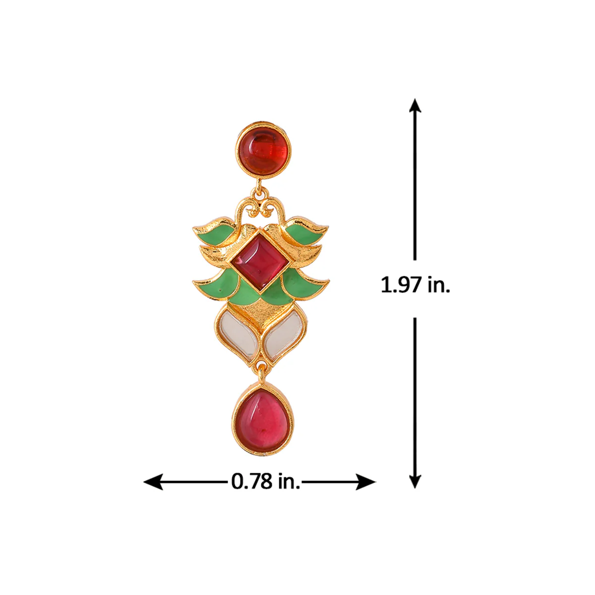 Forever More Pink Green Lotus Drop Earrings - Image 6