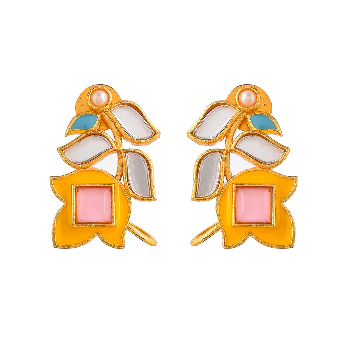 Forever More Pink Stone and Pearl Floral Earrings - Image 3
