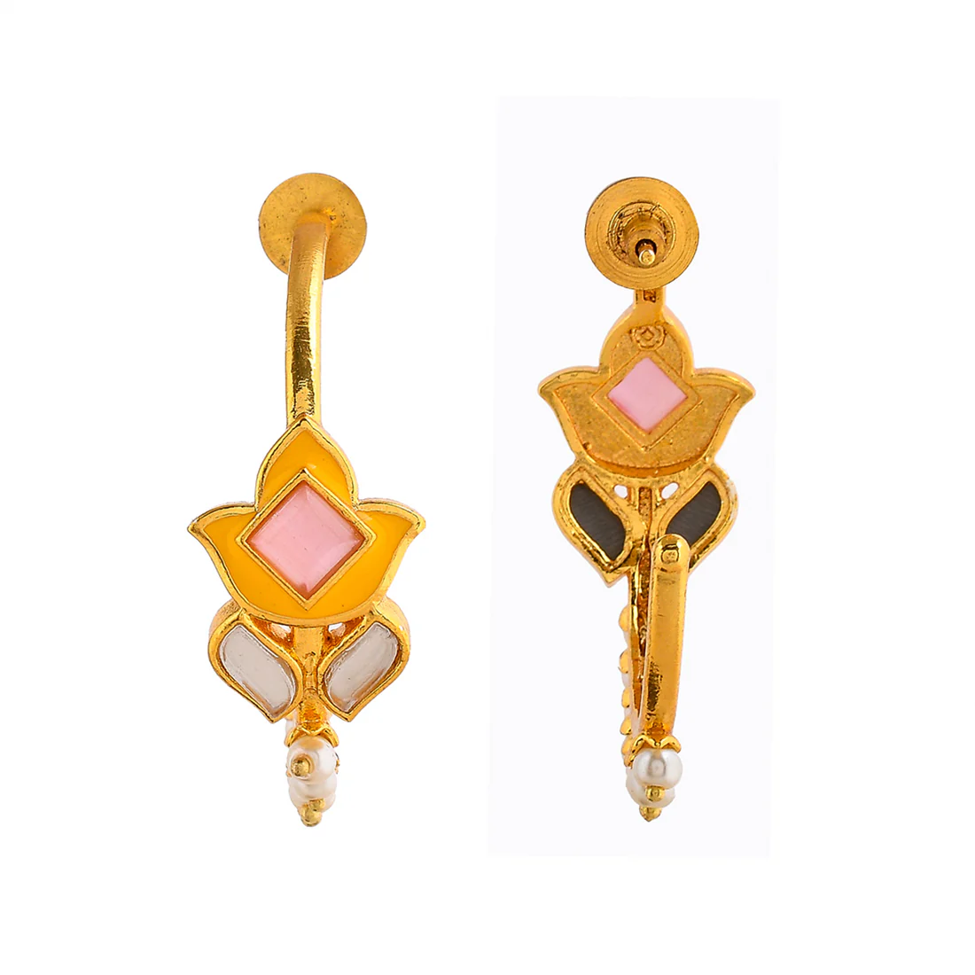 Forever More Pink Stones and Pearls Floral Earrings - Image 5