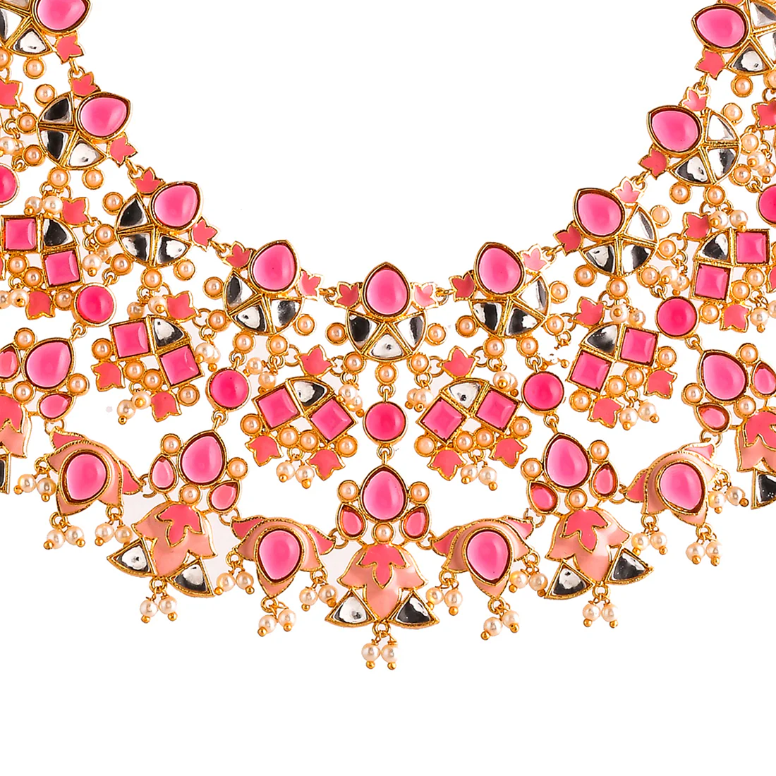 Forever More Pink Stones and Pearls Enamelled Luxurious Jewellery Set - Image 4