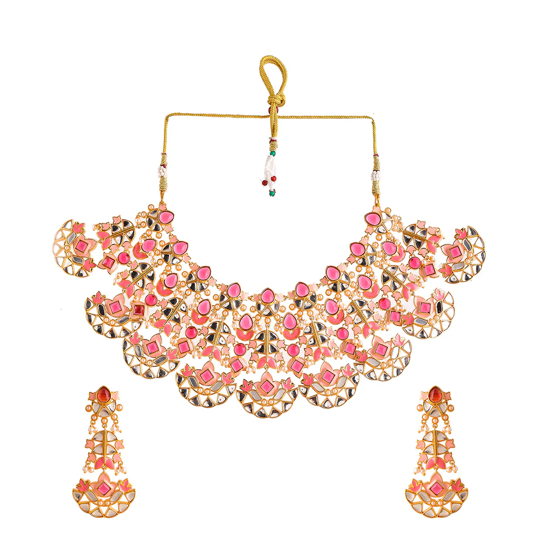 Forever More Pink Stones and Pearls Enamelled Opulent Jewellery Set - Image 3