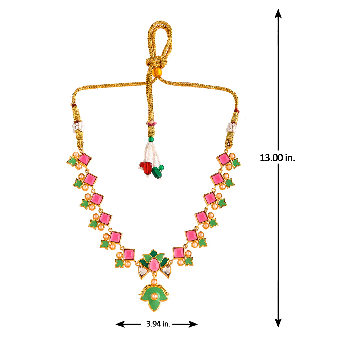 Forever More Pink Stones and Pearls Green Enamel Jewellery Set - Image 6