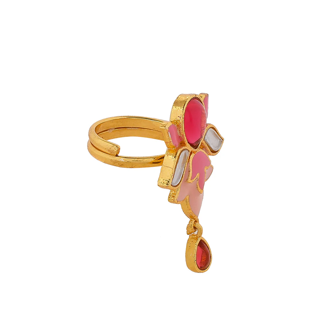 Forever More Tulip Enamelled Pink Stone Ring - Image 4