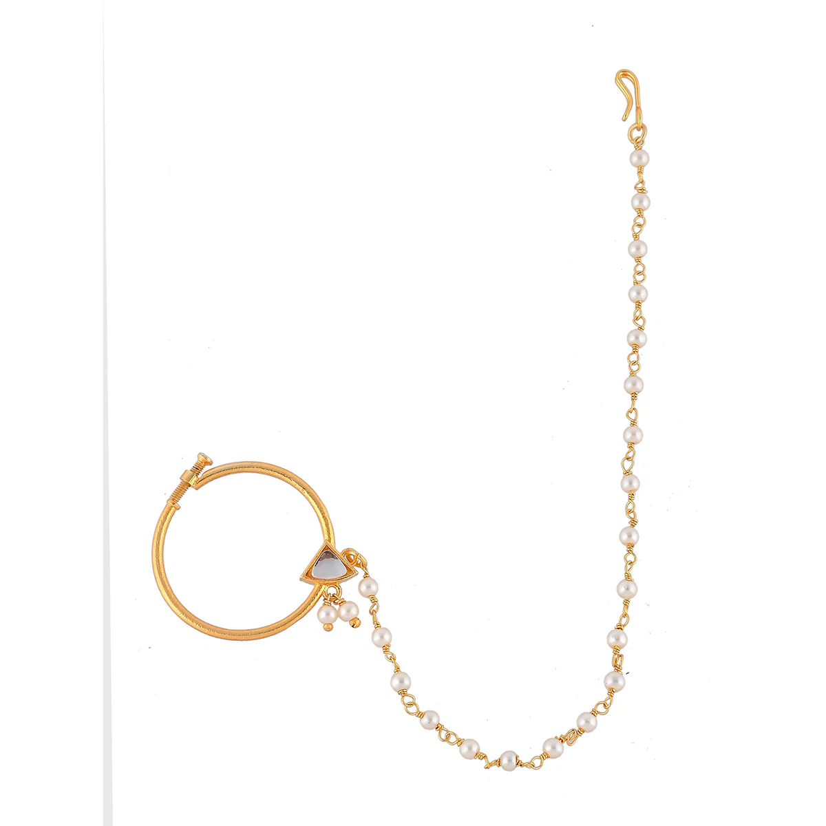 Forever More White Pearl Beads Non-Piercing Sahara Nose Ring - Image 3