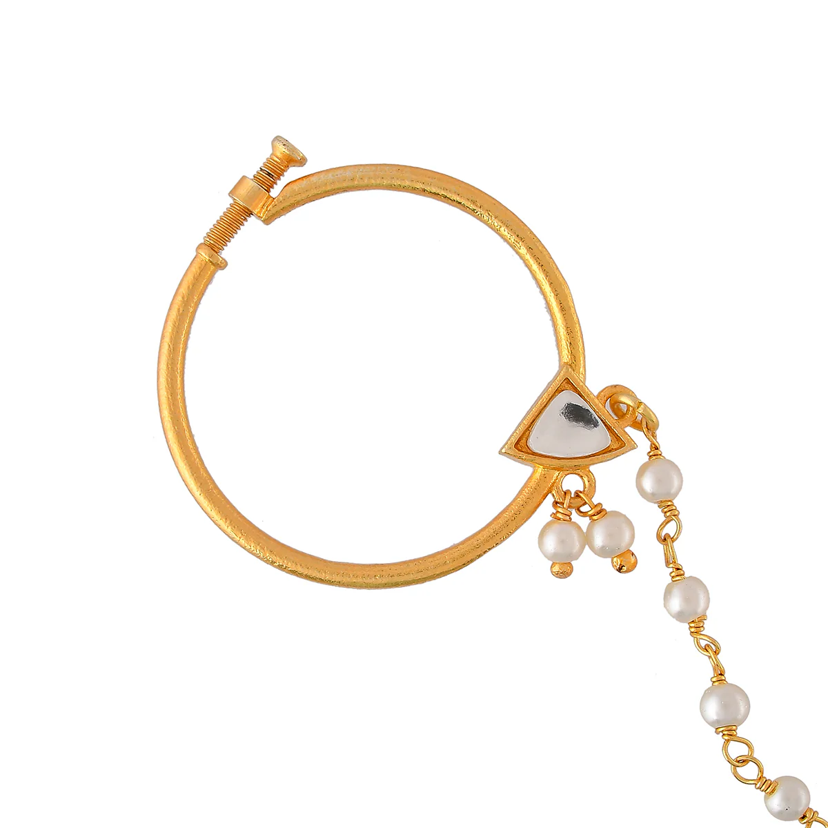 Forever More White Pearl Beads Non-Piercing Sahara Nose Ring - Image 4