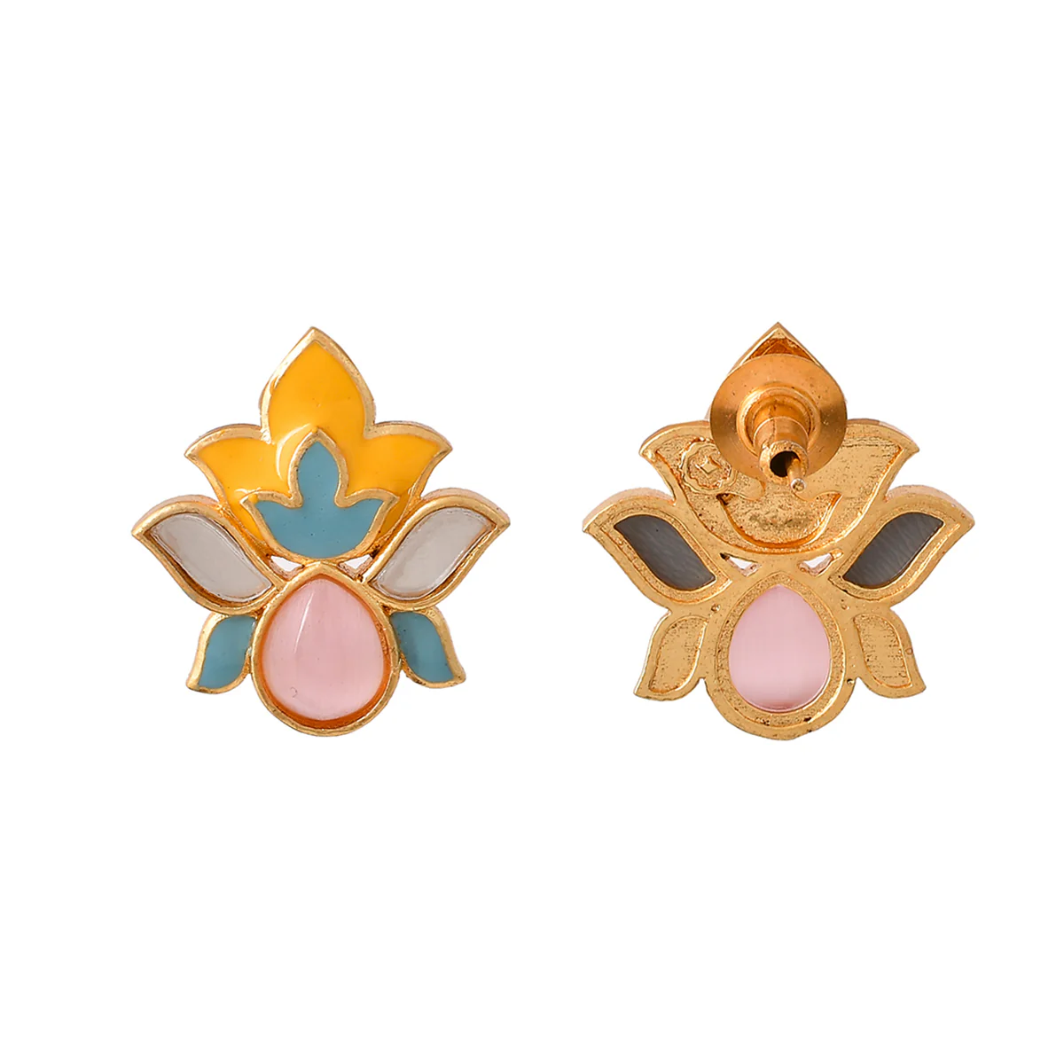 Forever More Yellow And Blue Lotus Earrings - Image 5