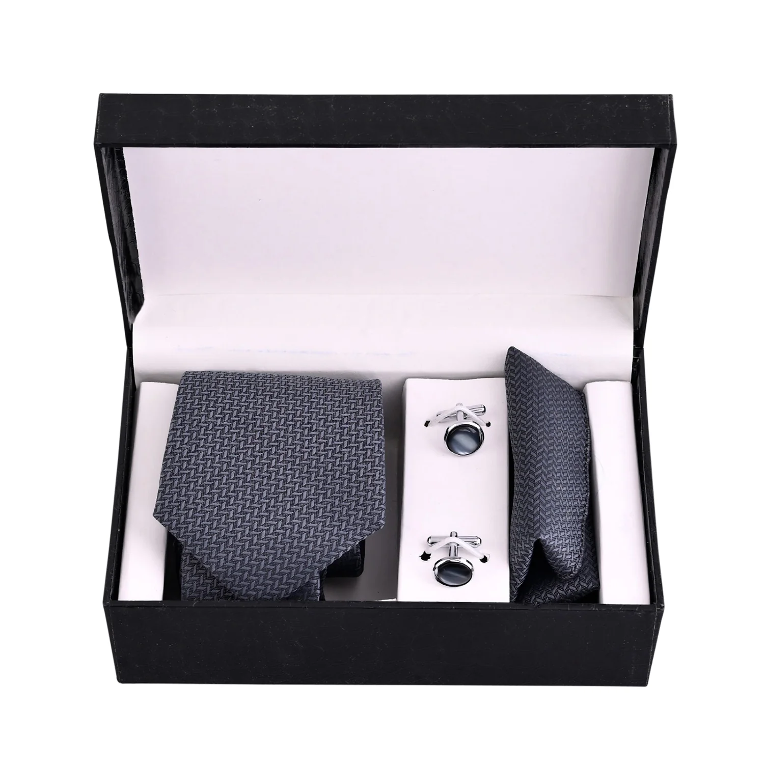 Formal Finesse Grey Tie and Cufflink Set - Image 3
