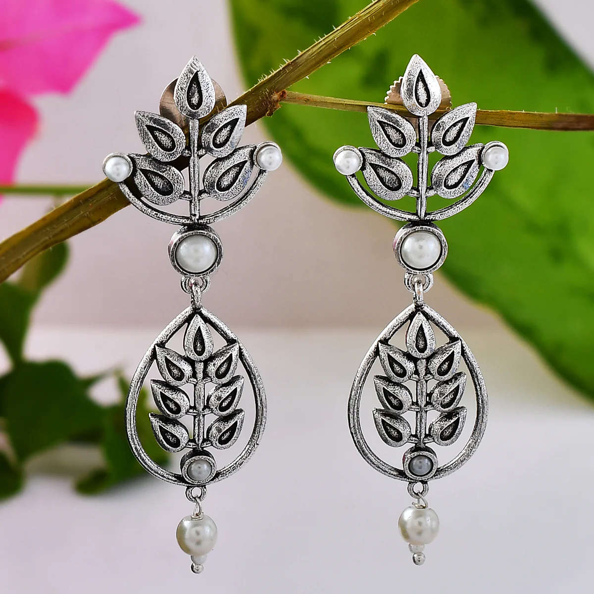 Fresh Fern Bloom Drop Earrings - Image 2