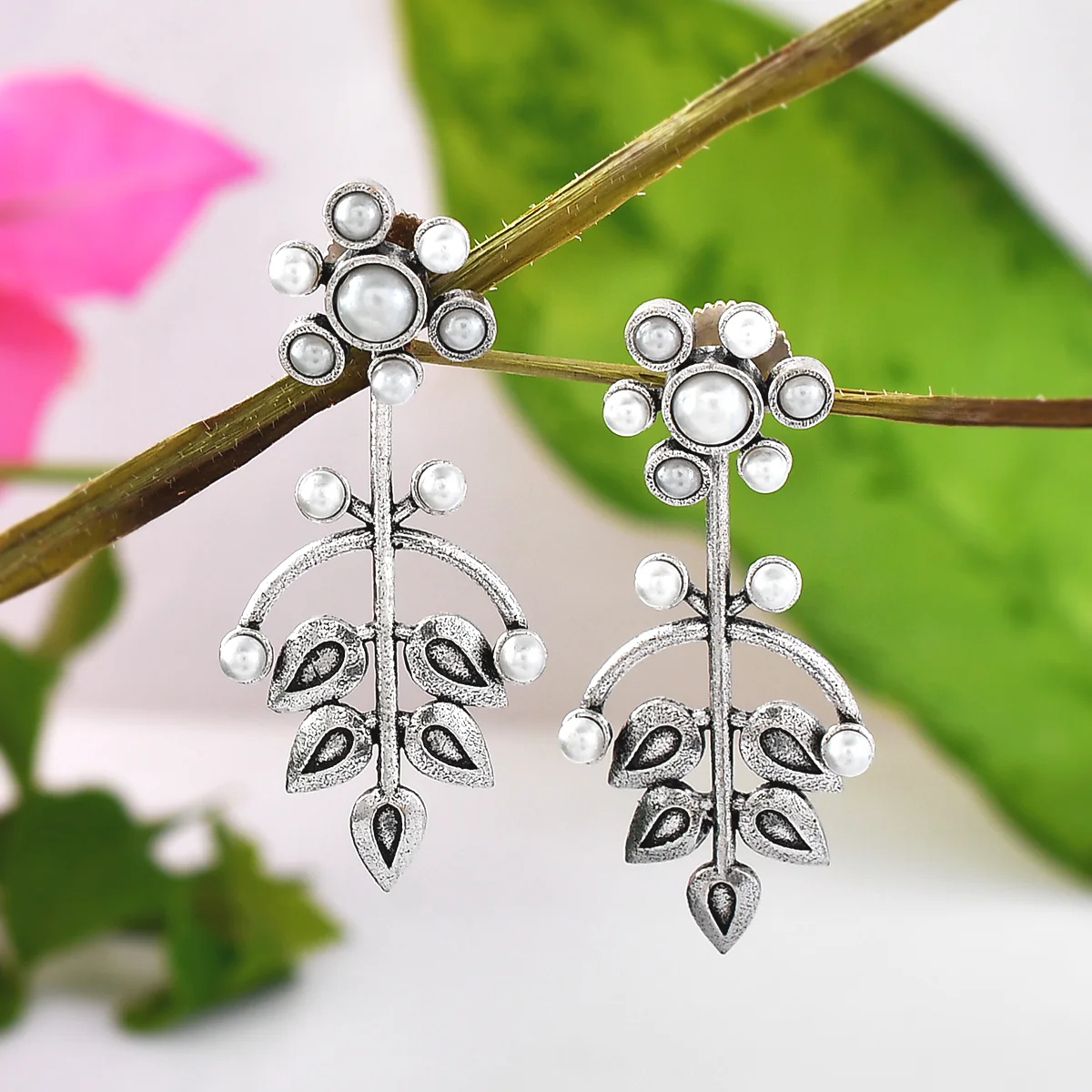 Fresh Fern Magnolia Drop Earrings