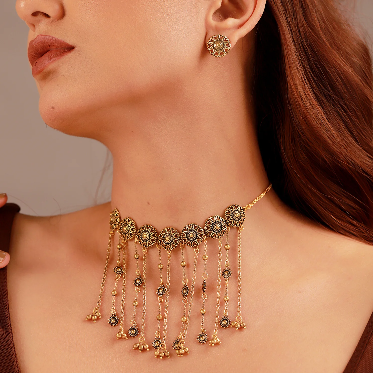 Fringes Bloom In Fringe Statement Choker Set - Image 2