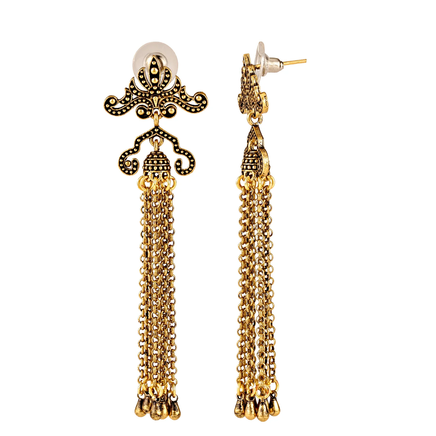Fringes Chain Tassel Dangler Earrings - Image 5